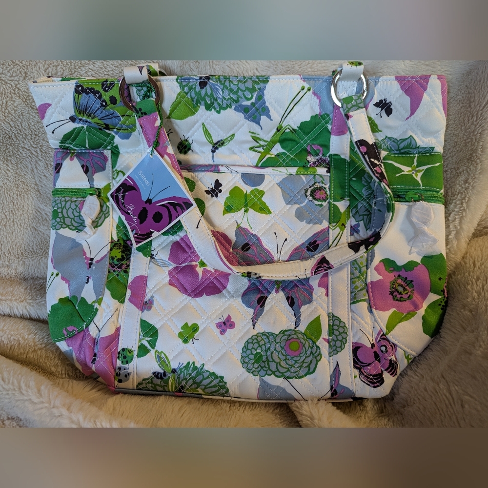 BRAND NEW with Tags Vera Bradley Tote Bag In White & Pink